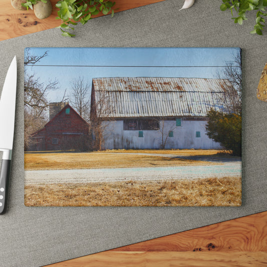 U R There Photography Indian Trail Rusted Reds II Rustic Farmhouse Tempered-Glass Cutting Board