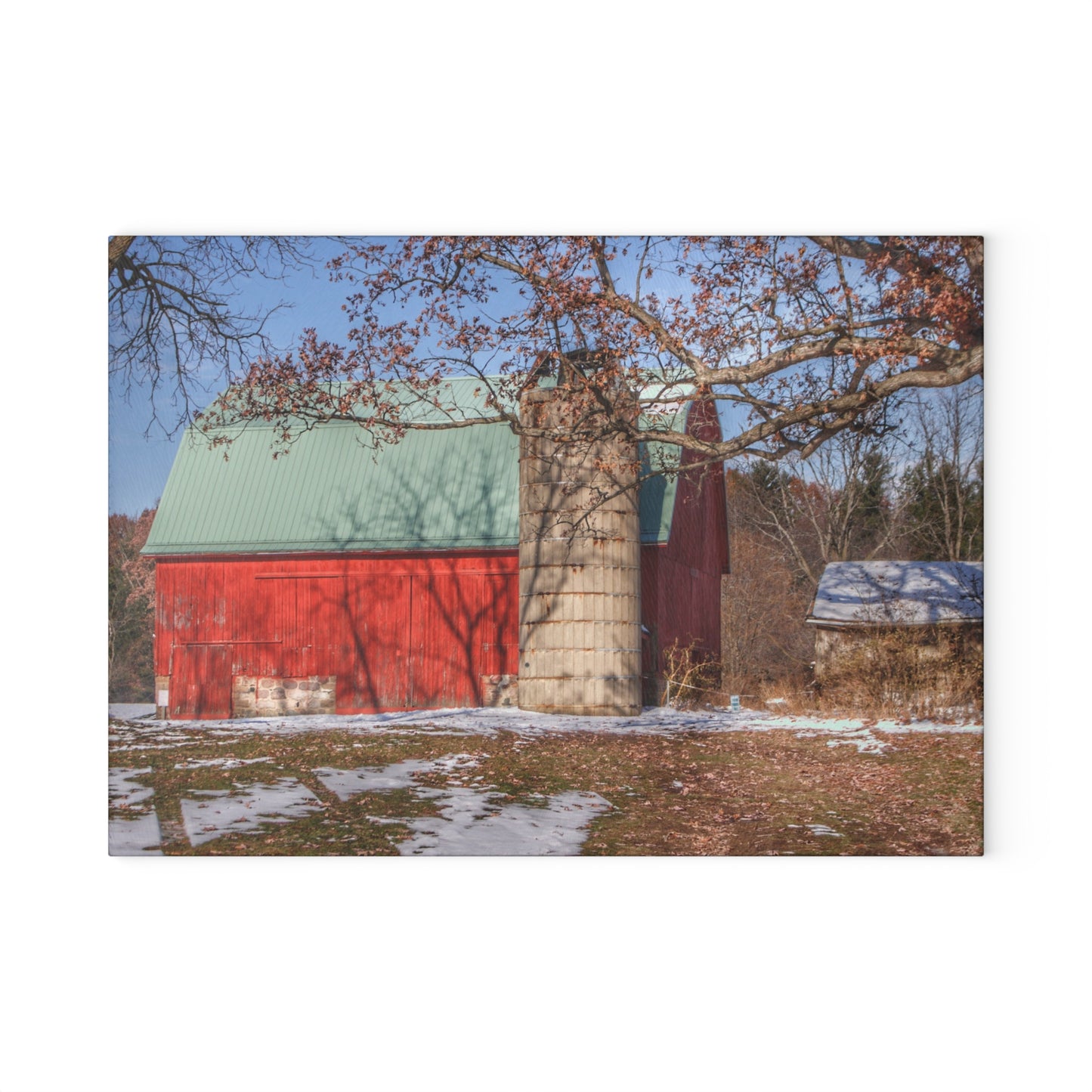 U R There Photography Webster Road Red II Rustic Farmhouse Tempered-Glass Cutting Board
