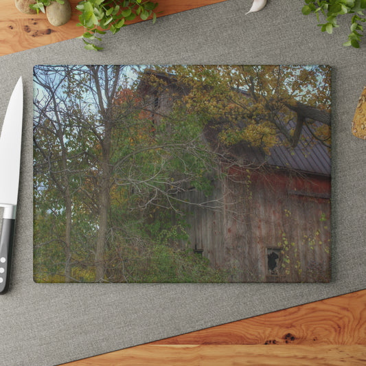 U R There Photography Annie's Barn I Rustic Farmhouse Tempered-Glass Cutting Board