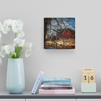 U R There Photography Greenwood Road Hidden Rustic Farmhouse Acrylic Analog Wall Clock
