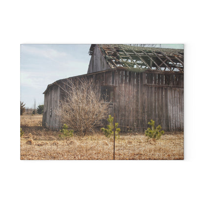 U R There Photography Leix Road Forgotten Grey II Rustic Farmhouse Tempered-Glass Cutting Board