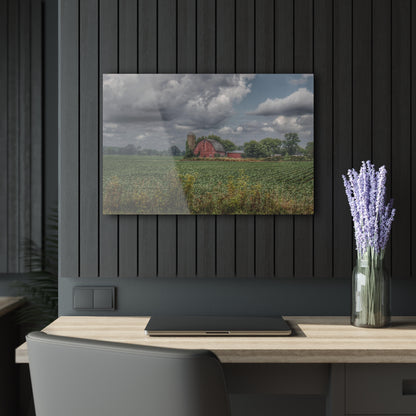 U R There Photography Church Road Red Rustic Farmhouse Acrylic Analog Wall Clock