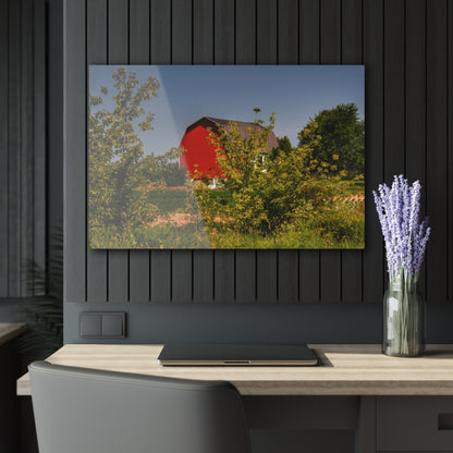 U R There Photography Beyond the Bushes Red Rustic Farmhouse Acrylic Wall Print 14 "x 11"