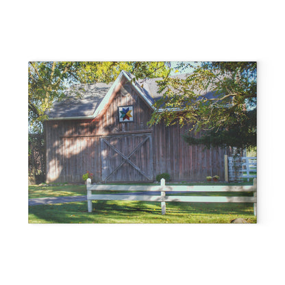 U R There Photography Hunters Creek Quilted II Rustic Farmhouse Tempered-Glass Cutting Board