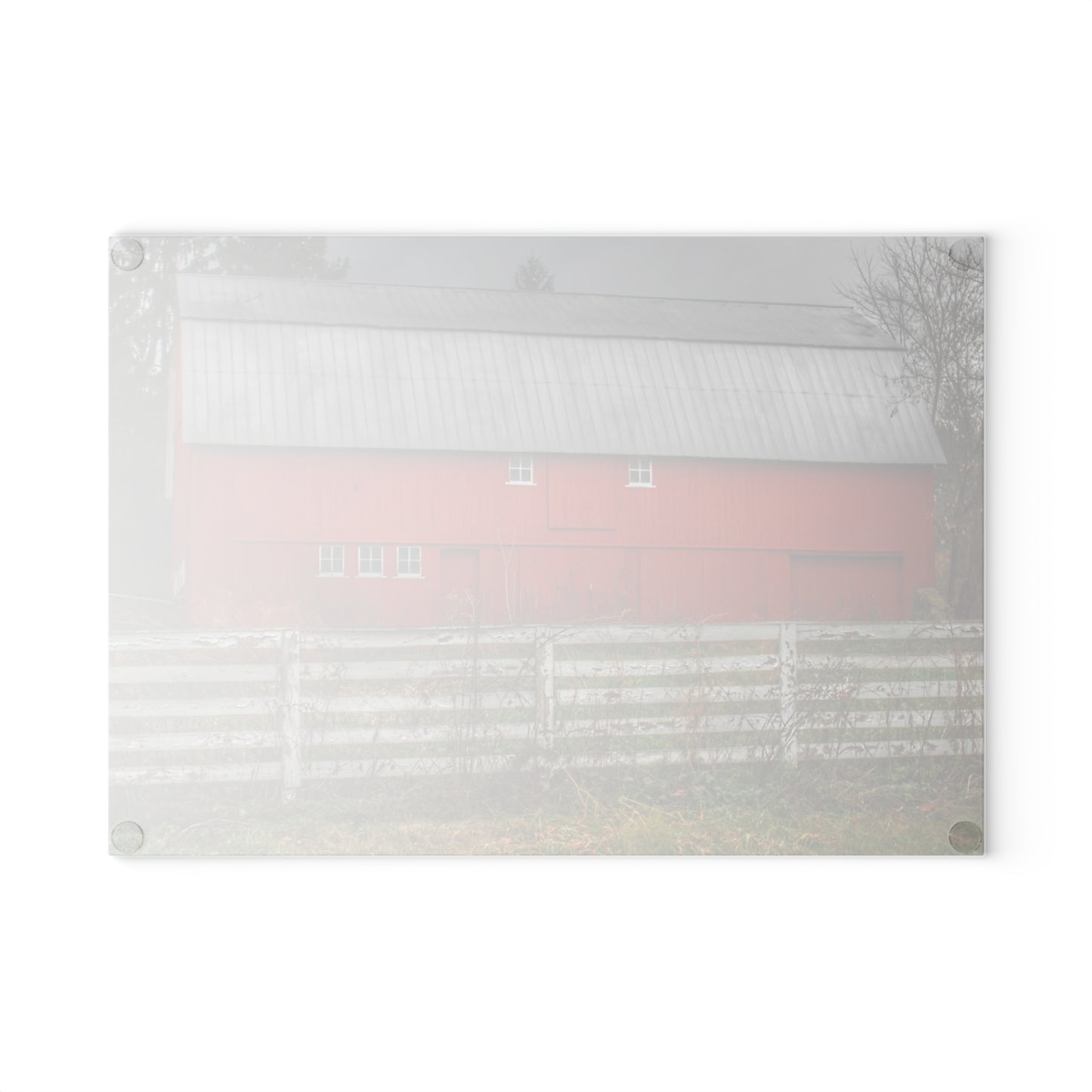 U R There Photography Corralled Red Rustic Farmhouse Tempered-Glass Cutting Board