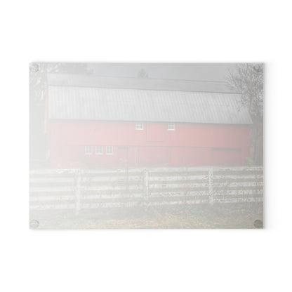 U R There Photography Corralled Red Rustic Farmhouse Tempered-Glass Cutting Board