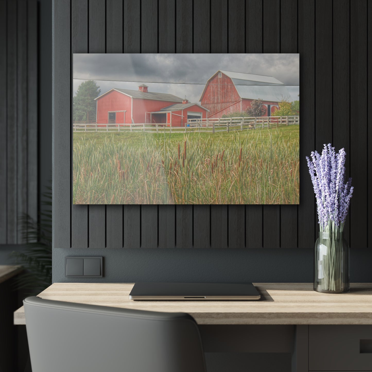 U R There Photography Greenwood Reds Rustic Farmhouse Acrylic Wall Print