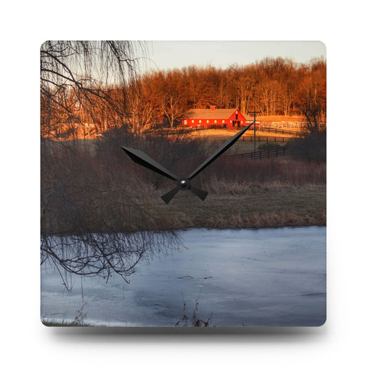 Hidden in Leonard Rustic Farmhouse Acrylic Analog Wall Clock 10.75'' × 10.75'' (Square)