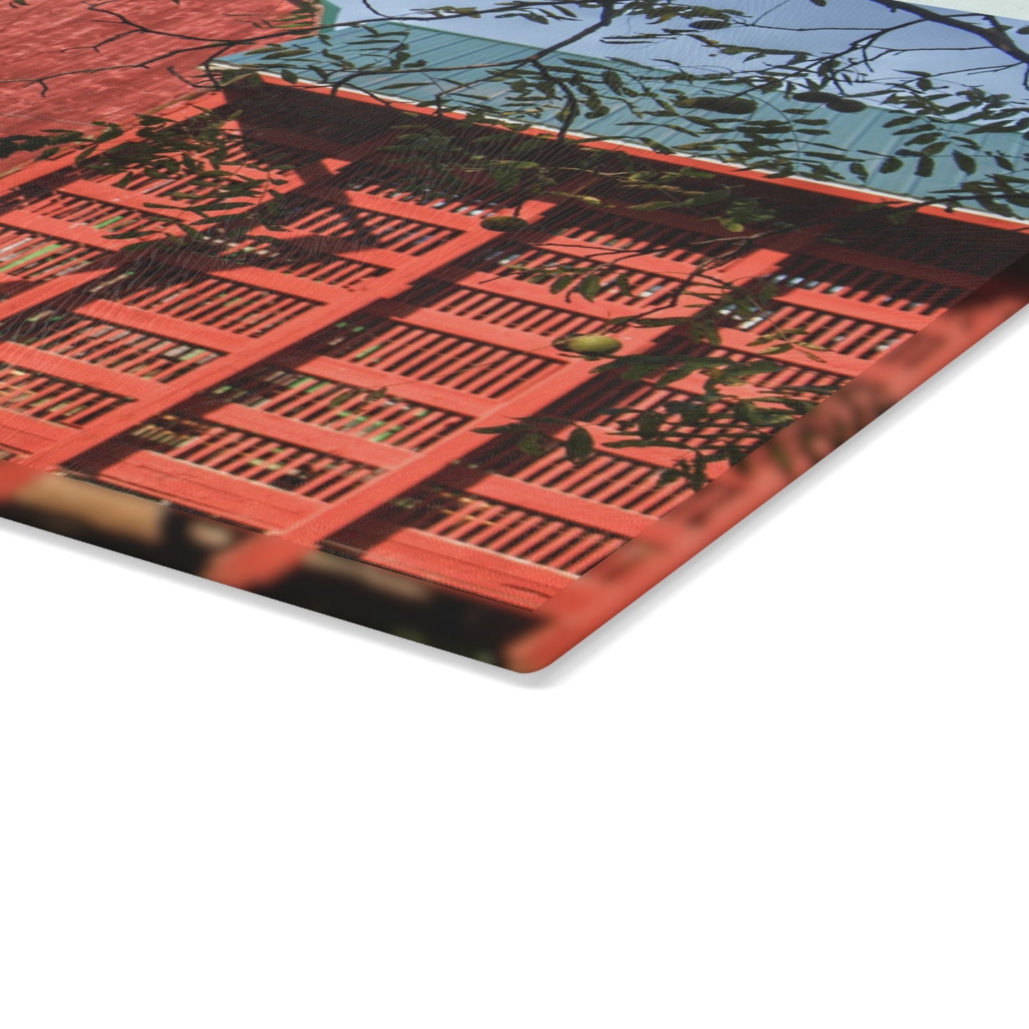 U R There Photography Gardner Road Red I Rustic Farmhouse Tempered-Glass Cutting Board