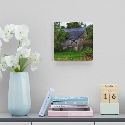 U R There Photography North Lake Road Hidden Grey Rustic Farmhouse Acrylic Analog Wall Clock