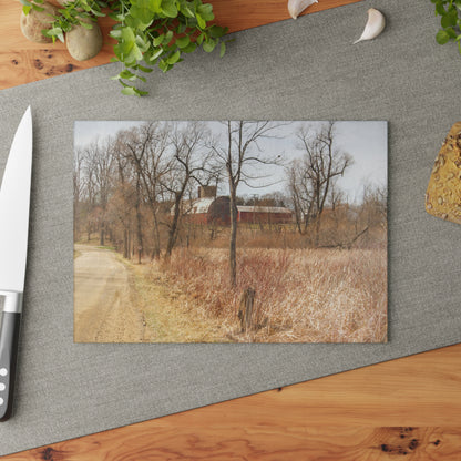 U R There Photography Hough Road Hidden Reds Rustic Farmhouse Tempered-Glass Cutting Board