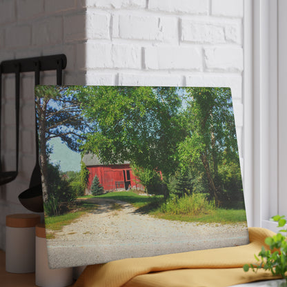 U R There Photography Caro Hidden Red Rustic Farmhouse Tempered-Glass Cutting Board