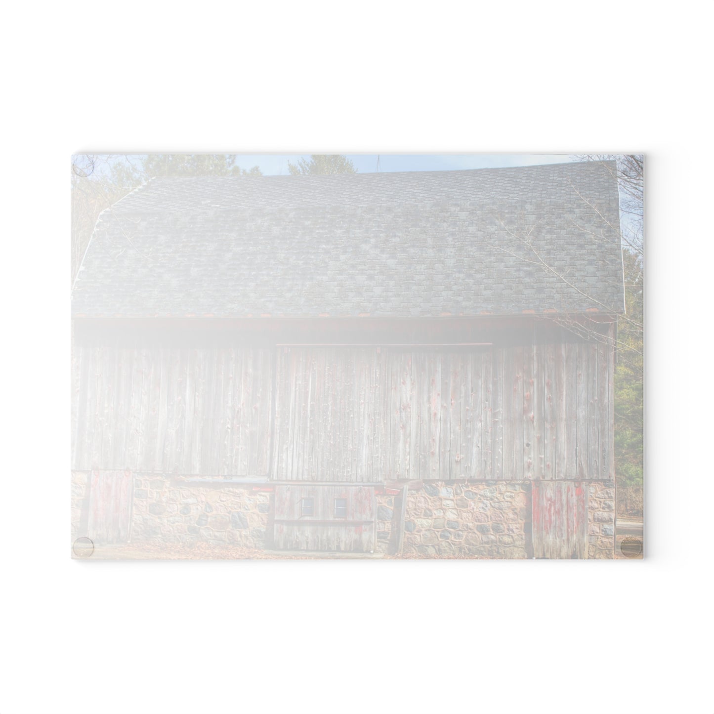 U R There Photography Leix Road Stone Red Rustic Farmhouse Tempered-Glass Cutting Board