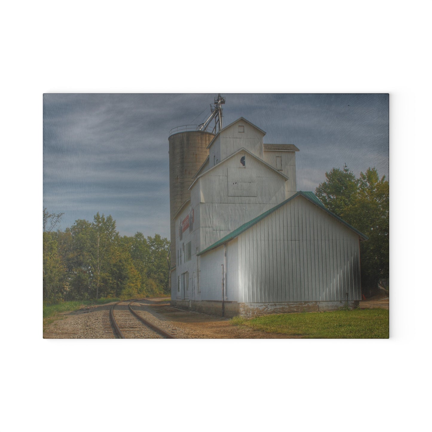 U R There Photography Attica Grey Rustic Farmhouse Tempered-Glass Cutting Board