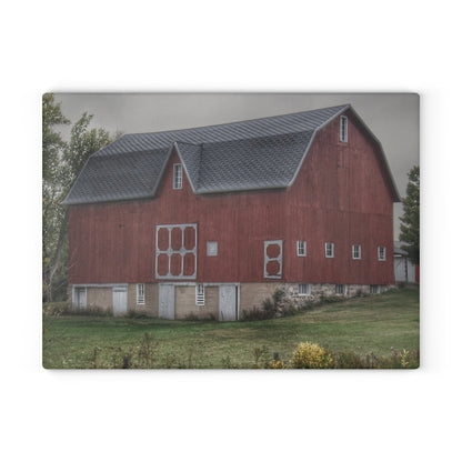 U R There Photography Vassar Road Red I Rustic Farmhouse Tempered-Glass Cutting Board