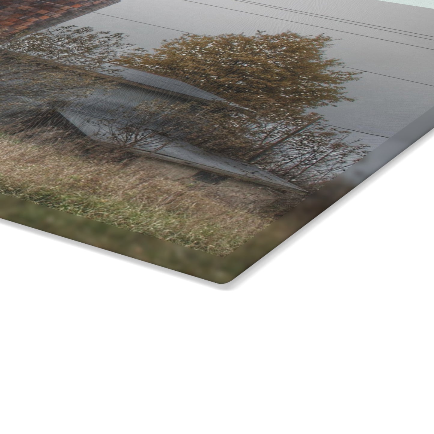 U R There Photography Bordman Road Grey Rustic Farmhouse Tempered-Glass Cutting Board