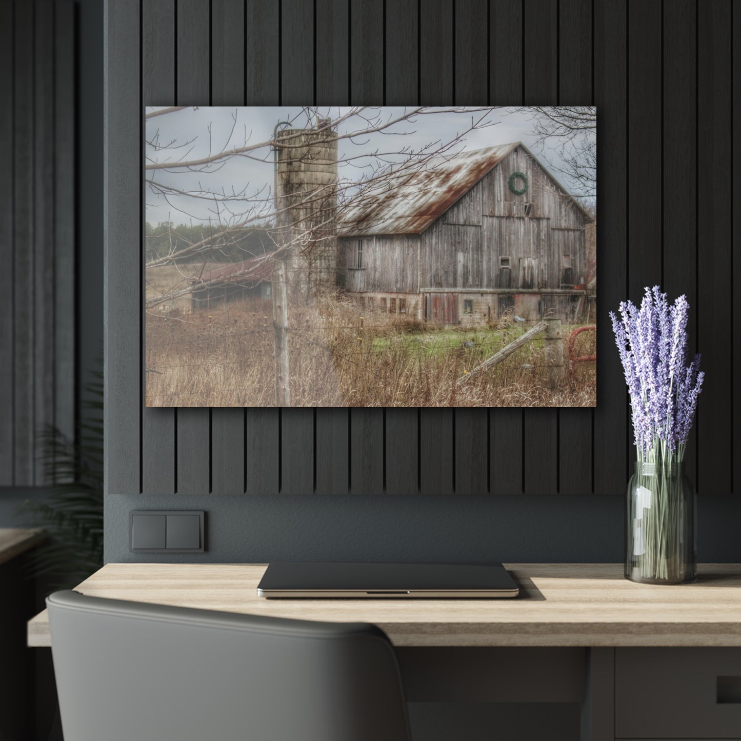 U R There Photography Churchill Christmas Barn I Rustic Farmhouse Acrylic Wall Print