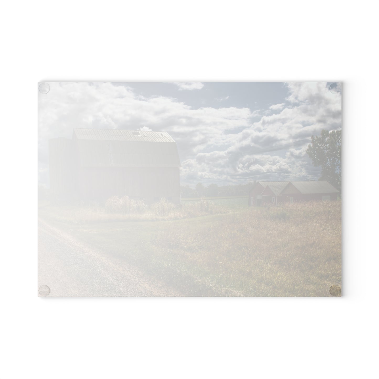 U R There Photography Haines Road Reds Rustic Farmhouse Tempered-Glass Cutting Board
