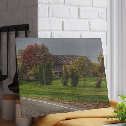 U R There Photography Goodrich Grey Rustic Farmhouse Tempered-Glass Cutting Board
