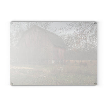 U R There Photography Blair Road Barn and Horse Rustic Farmhouse Tempered-Glass Cutting Board