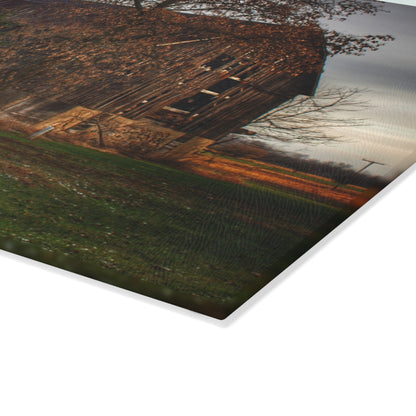 U R There Photography Melvin Grey Rustic Farmhouse Tempered-Glass Cutting Board