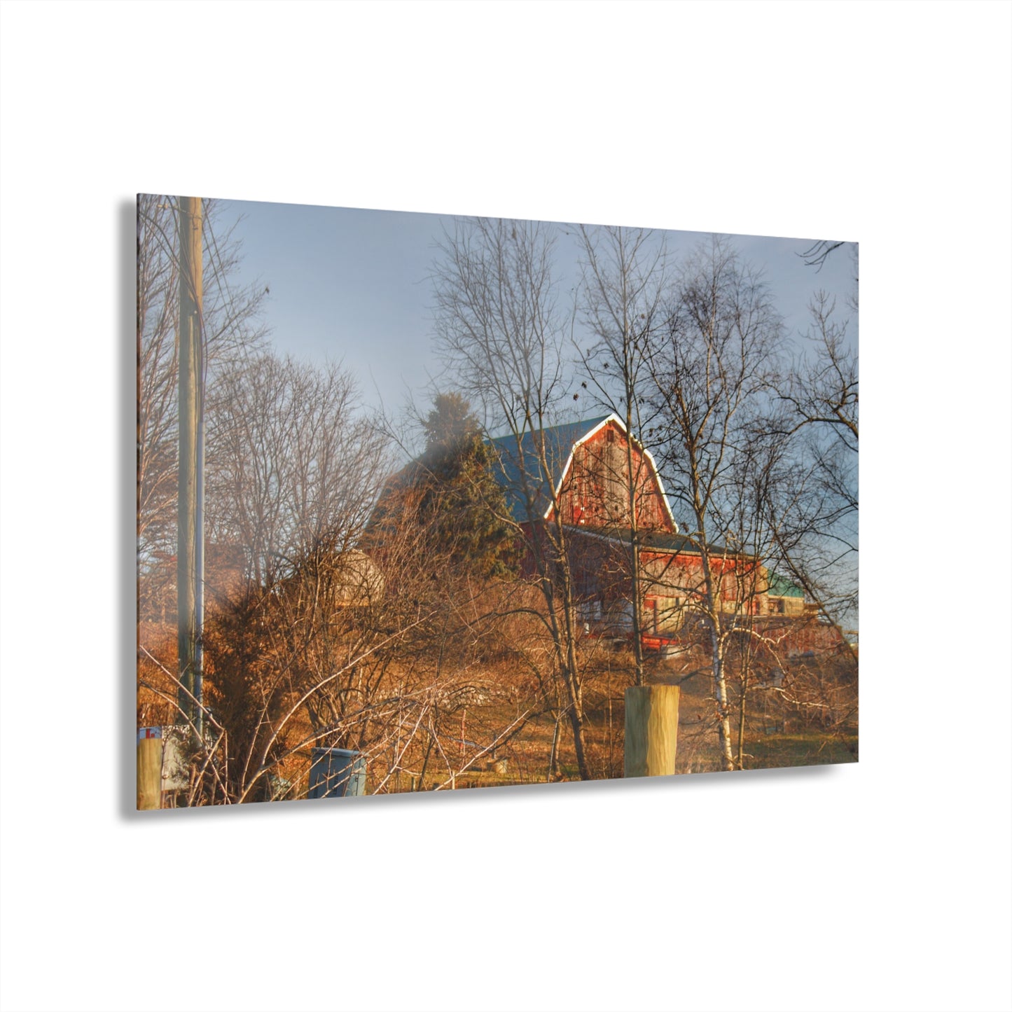 U R There Photography Otter Lake Road Hillside Red Rustic Farmhouse Acrylic Wall Print