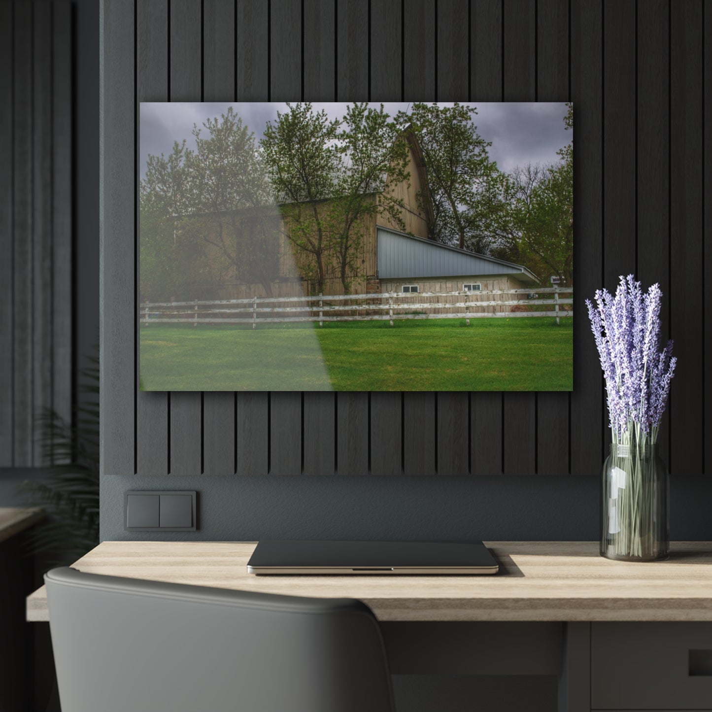 U R There Photography Grange Hall Road Whitewash Grey Rustic Farmhouse Acrylic Wall Print