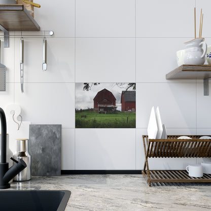 U R There Photography Bishop Road Reds II Rustic Farmhouse Decorative Ceramic Tile