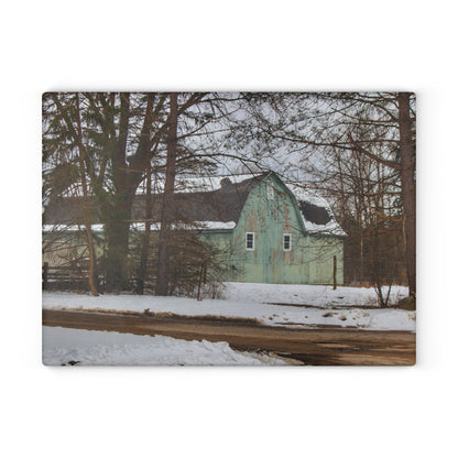 U R There Photography Hunters Creek Meadow Green Rustic Farmhouse Tempered-Glass Cutting Board