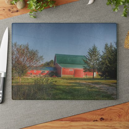 U R There Photography Modern Red II Rustic Farmhouse Tempered-Glass Cutting Board
