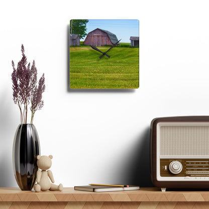 U R There Photography Cass City Elmwood Greys Rustic Farmhouse Acrylic Analog Wall Clock