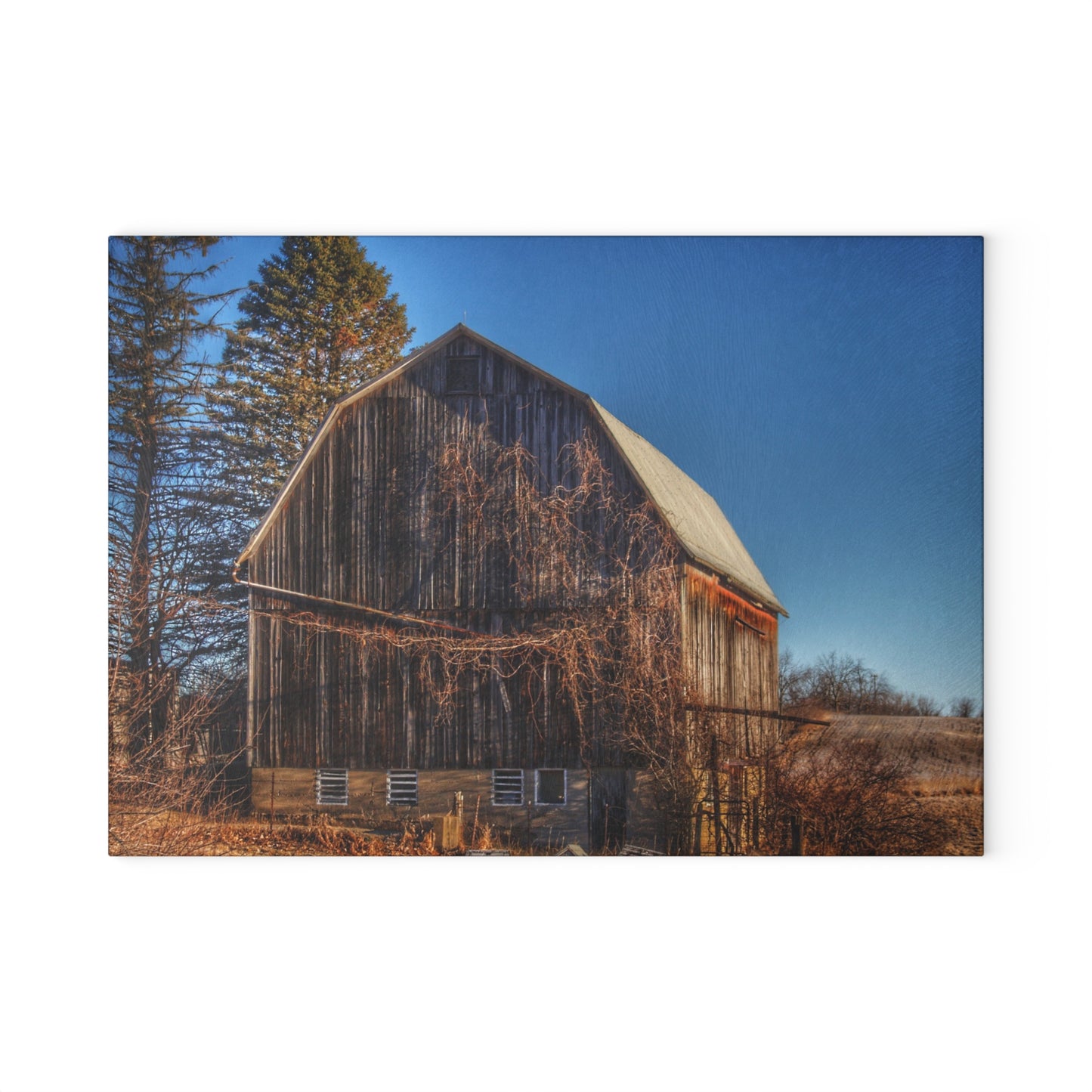 U R There Photography Newark Road Brown Beauty Rustic Farmhouse Tempered-Glass Cutting Board