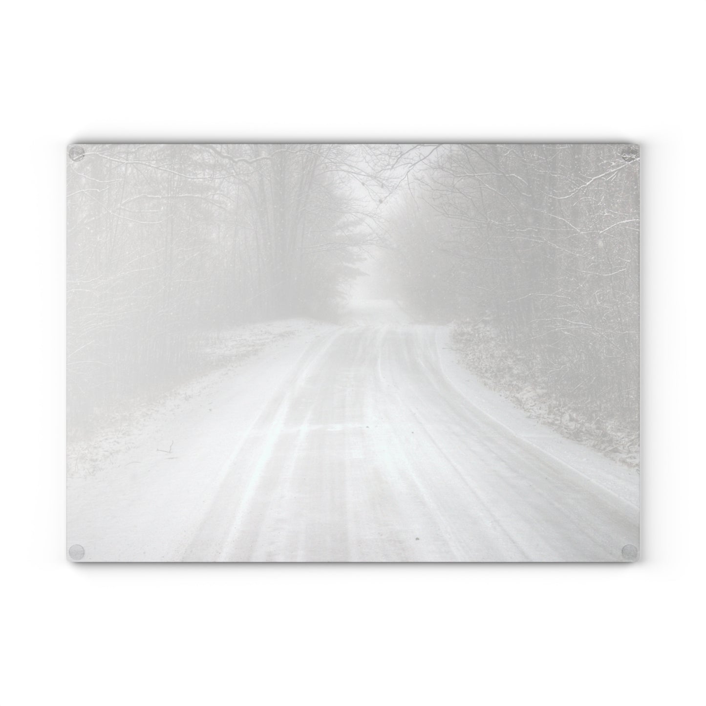 U R There Photography Cold Country Roads Rustic Farmhouse Tempered-Glass Cutting Board