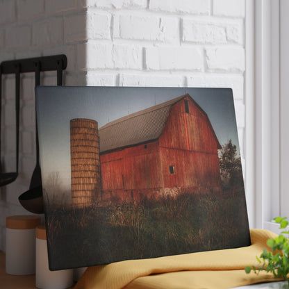 U R There Photography Columbiaville Red II Rustic Farmhouse Tempered-Glass Cutting Board