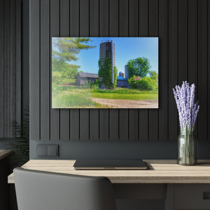 U R There Photography Bordman Road Old Grey and Silo II Rustic Farmhouse Acrylic Wall Print