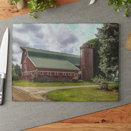 U R There Photography Metamora Country Rustic Farmhouse Tempered-Glass Cutting Board