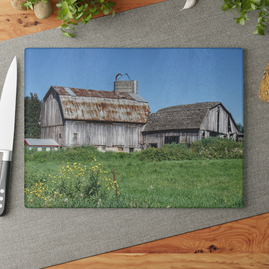 U R There Photography Rusted and Grey on Dodge Road Rustic Farmhouse Tempered-Glass Cutting Board