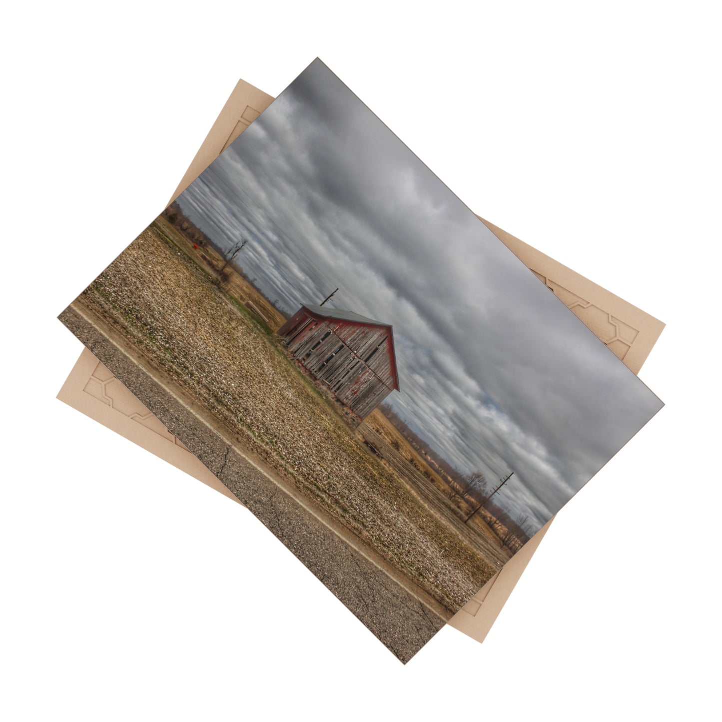 U R There Photography Barnes Road Little Red II Rustic Farmhouse Decorative Ceramic Tile