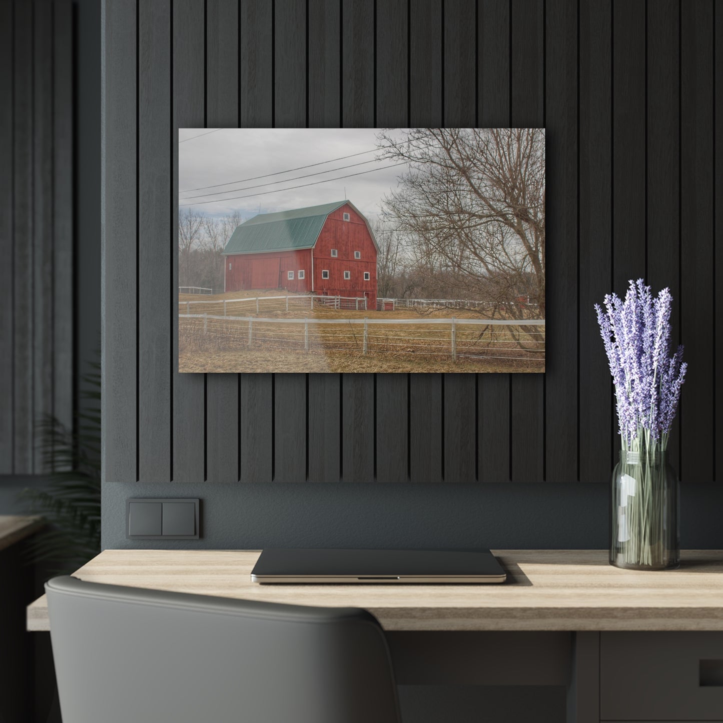 U R There Photography Diehl Road Red Rustic Farmhouse Acrylic Wall Print