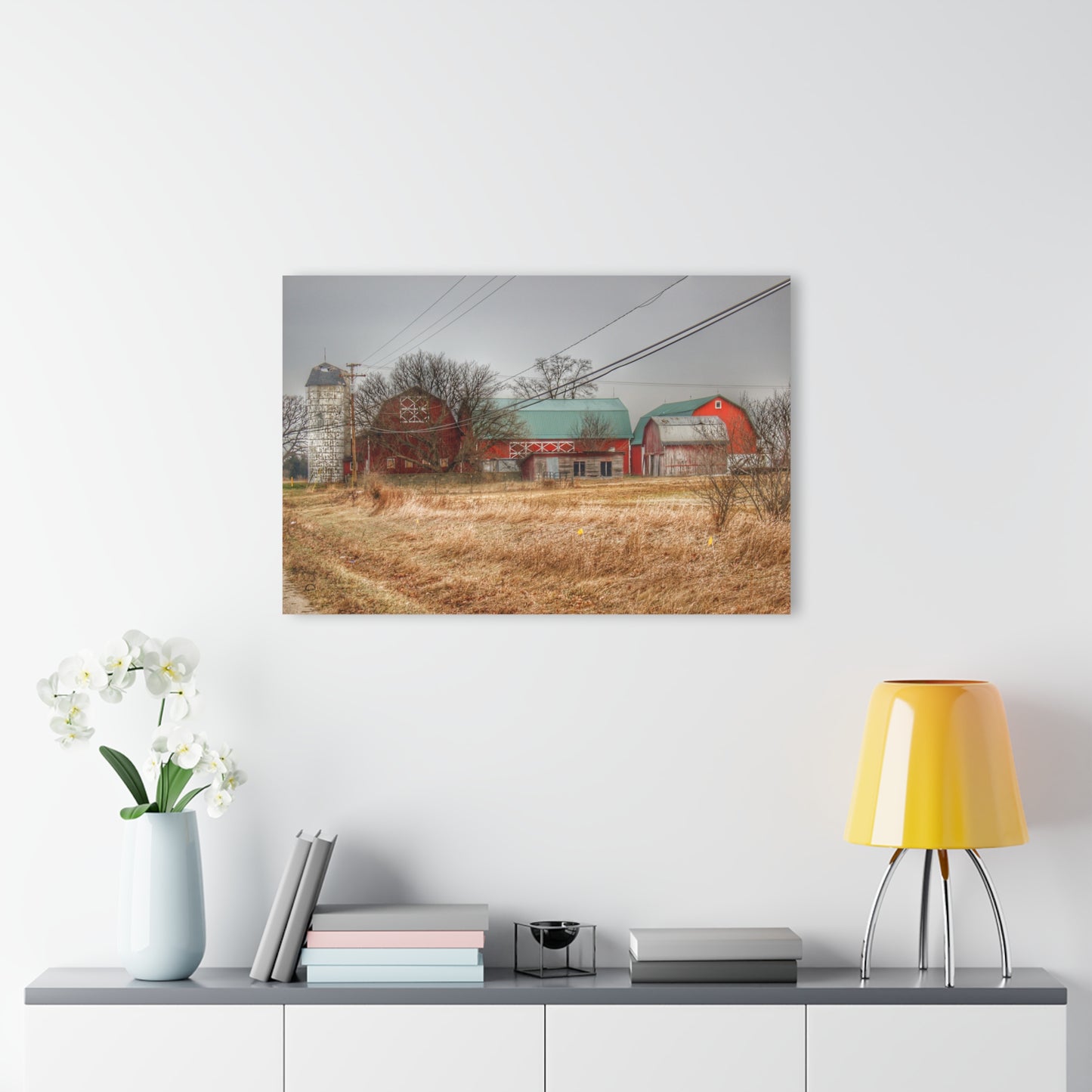 U R There Photography Mound Road Reds and Silo Rustic Farmhouse Acrylic Wall Print