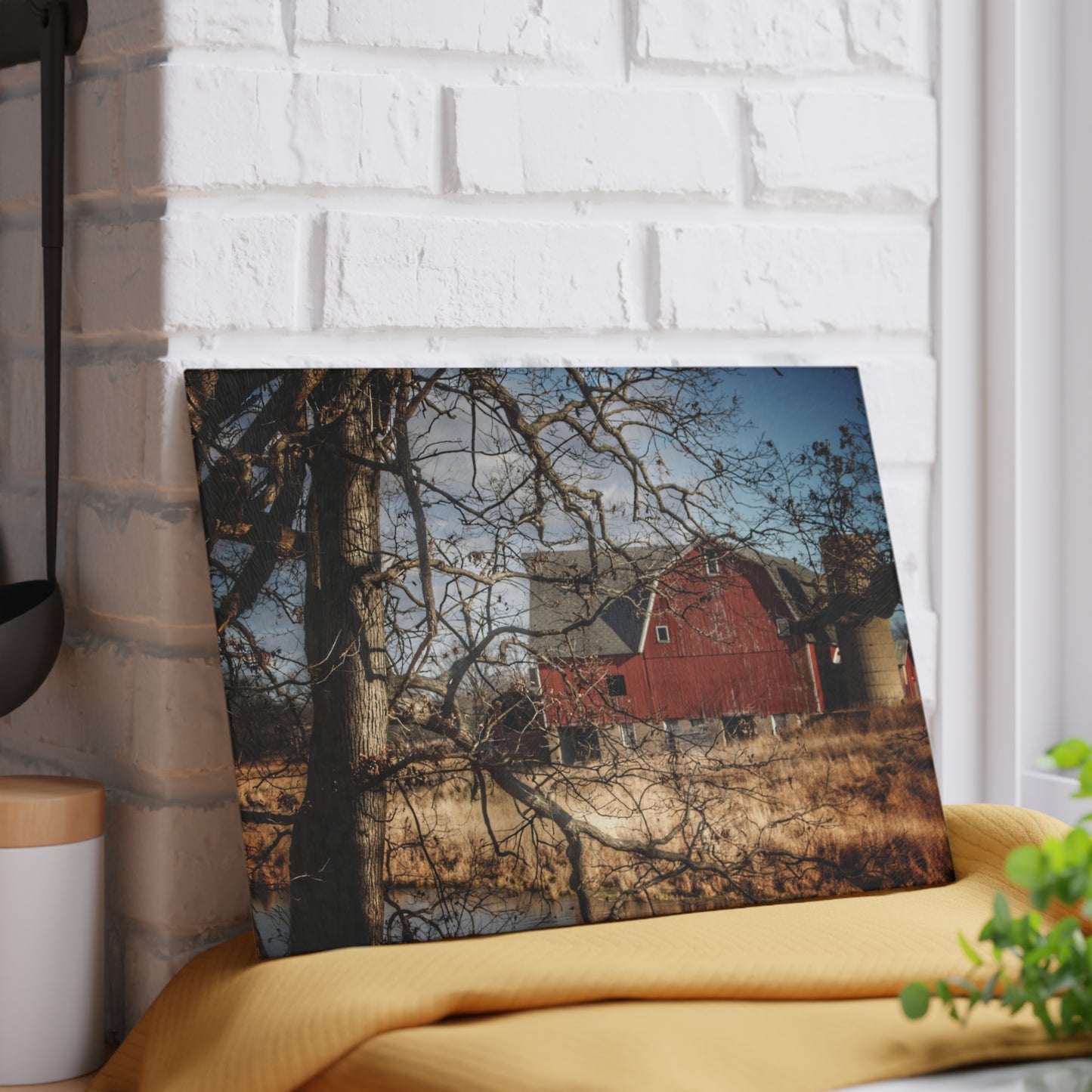 U R There Photography Greenwood Road Hidden Rustic Farmhouse Tempered-Glass Cutting Board