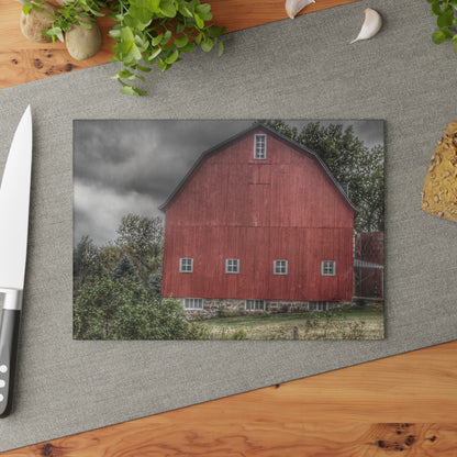U R There Photography Vassar Road Red II Rustic Farmhouse Tempered-Glass Cutting Board