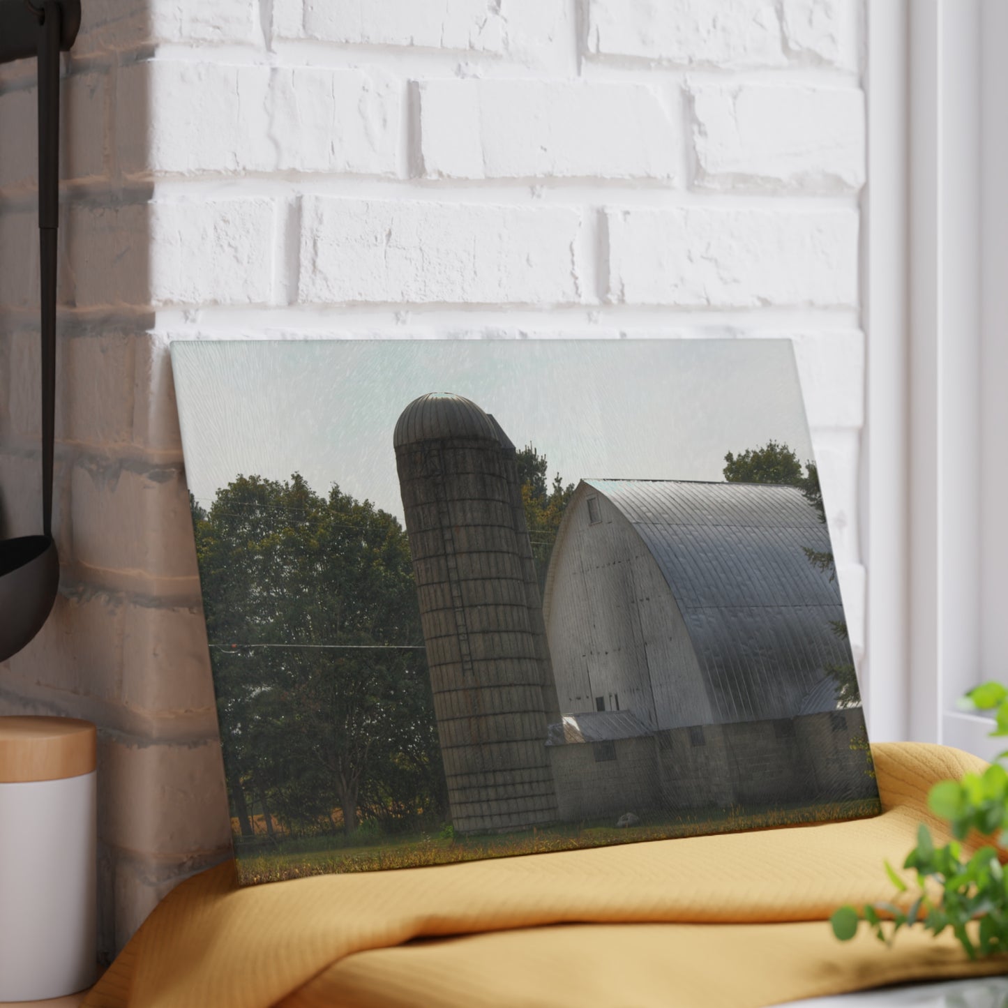 U R There Photography Grey Quonset Barn Rustic Farmhouse Tempered-Glass Cutting Board