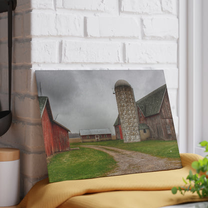 U R There Photography Roedel Roadside Reds II Rustic Farmhouse Tempered-Glass Cutting Board