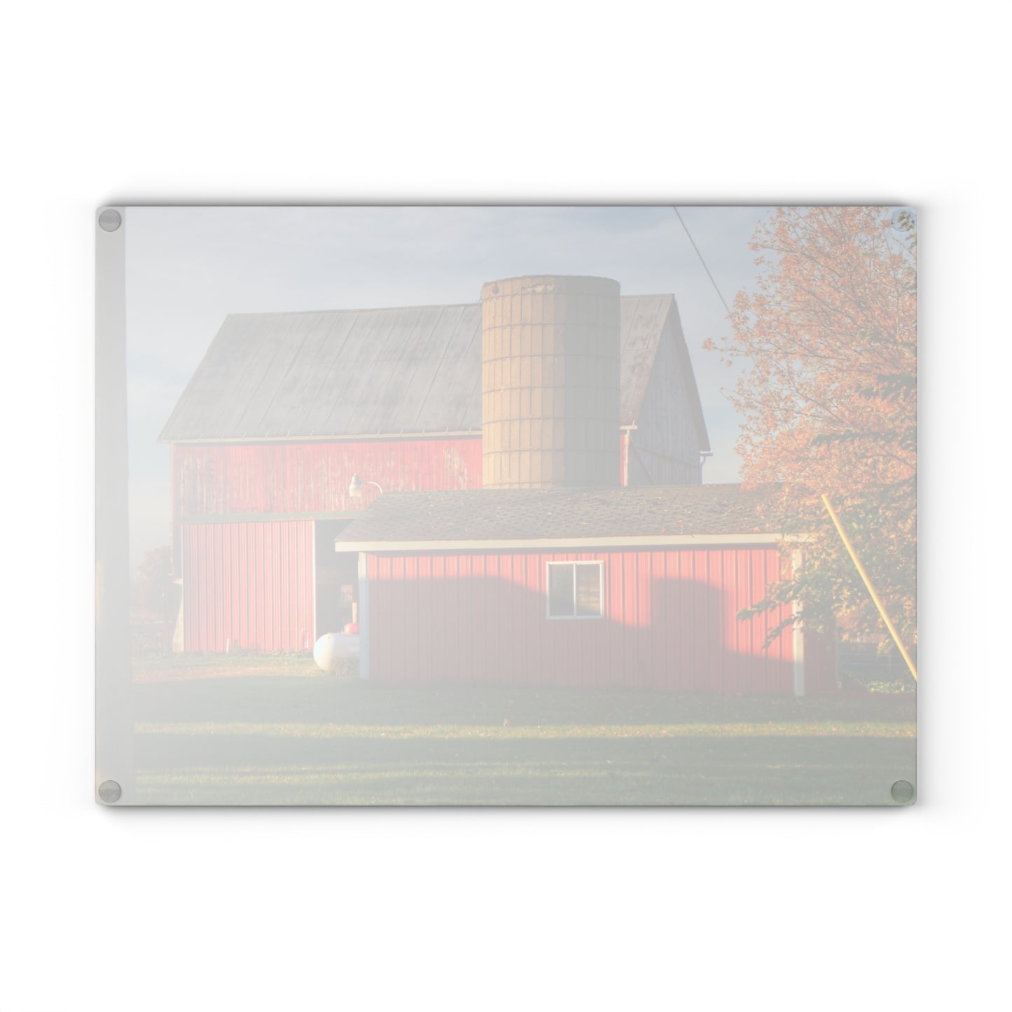 U R There Photography Peck Road Reds Rustic Farmhouse Tempered-Glass Cutting Board
