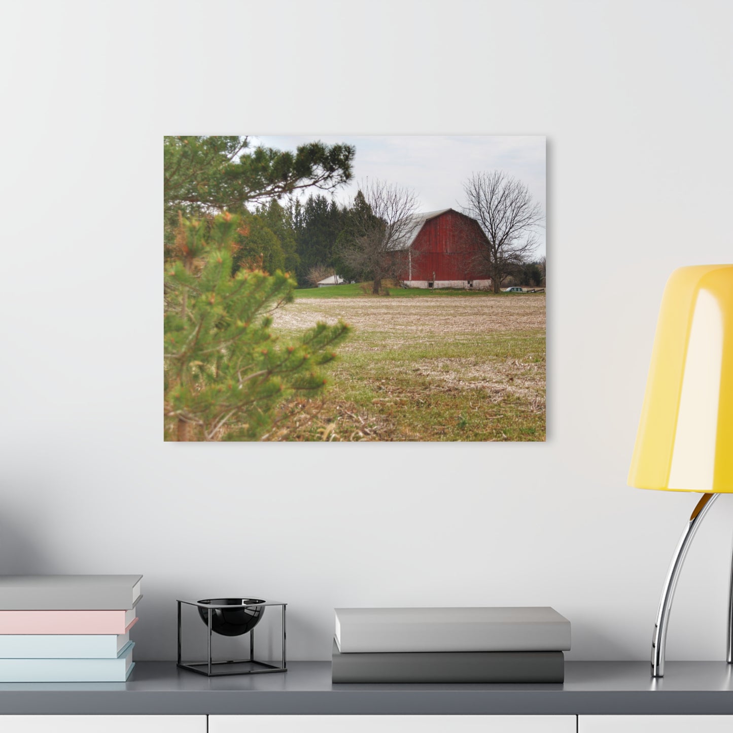 U R There Photography Hidden Millington Road Red Rustic Farmhouse Acrylic Wall Print