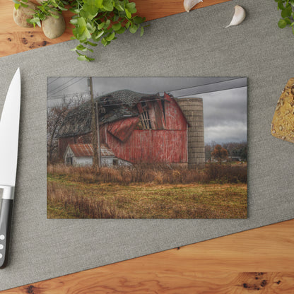 U R There Photography German Road Forgotten Red I Rustic Farmhouse Tempered-Glass Cutting Board