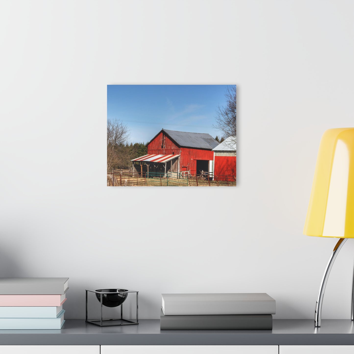 U R There Photography Cass City Carousel Red Rustic Farmhouse Acrylic Wall Print