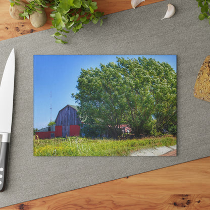 U R There Photography East Farrand Grey Rustic Farmhouse Tempered-Glass Cutting Board