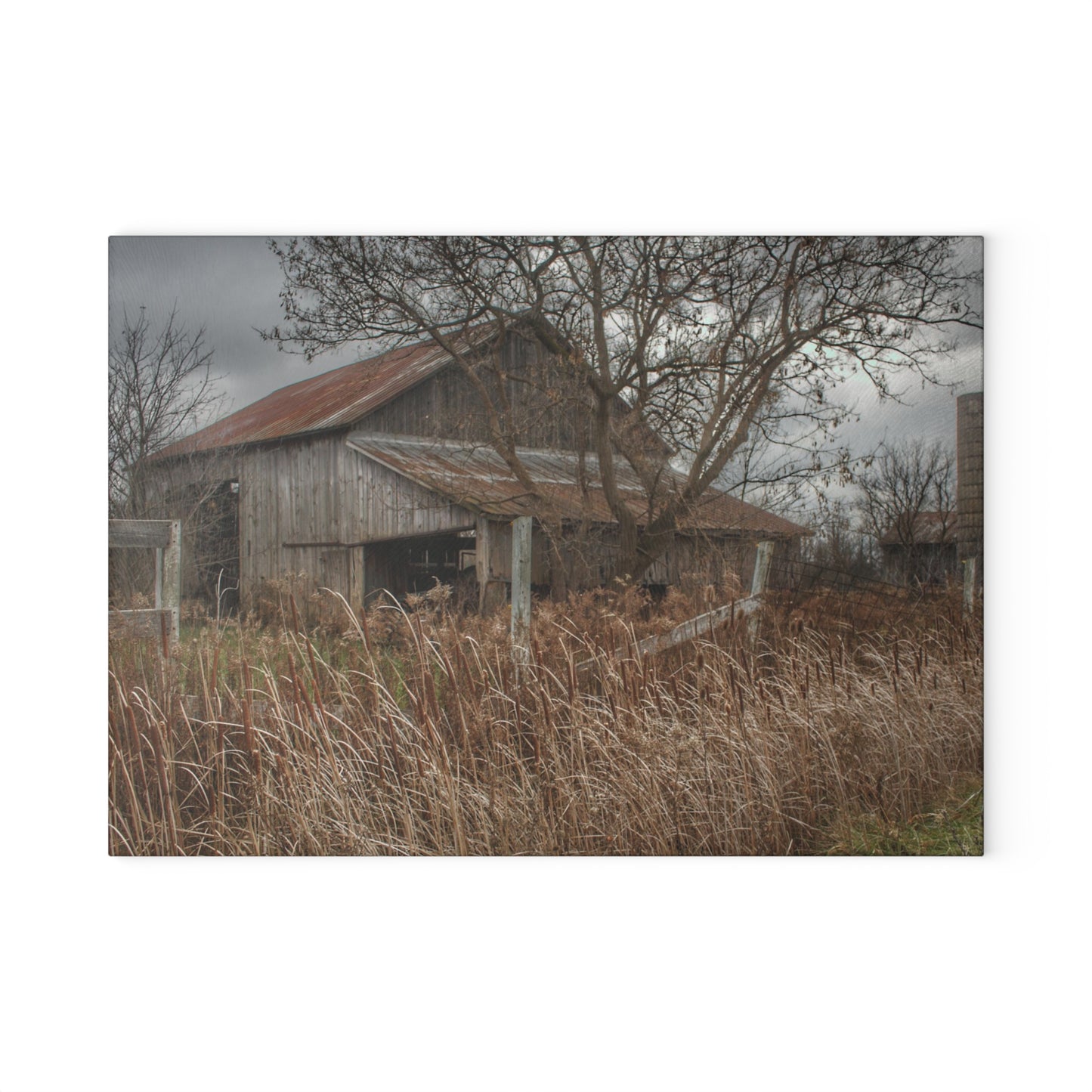 Barn Boutique Rustic Tempered-Glass Cutting Board| Grey Saltbox